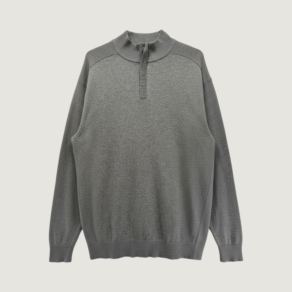 Alfani Big & Tall Mens 2XLT Grey 100% Cotton Quarter Zip Pullover Sweater